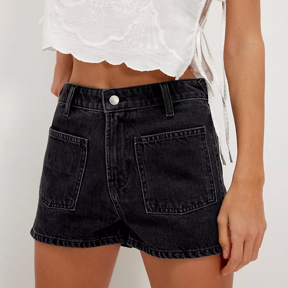 Free People | We The Free Black Jean Shorts High-Waisted Denim